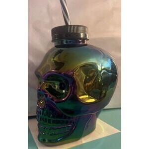 > Metallic Iridescent Skull Water Tumbler‎ 5.5”tall 4”wide
